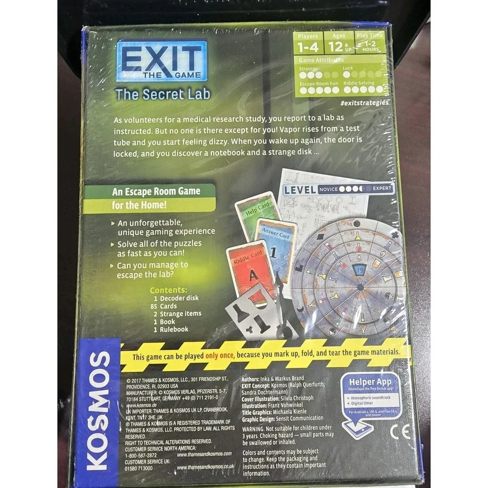 Exit the Game: Secret Lab - Kosmos - At Home Escape Room Ages 12+ NEW SEALED